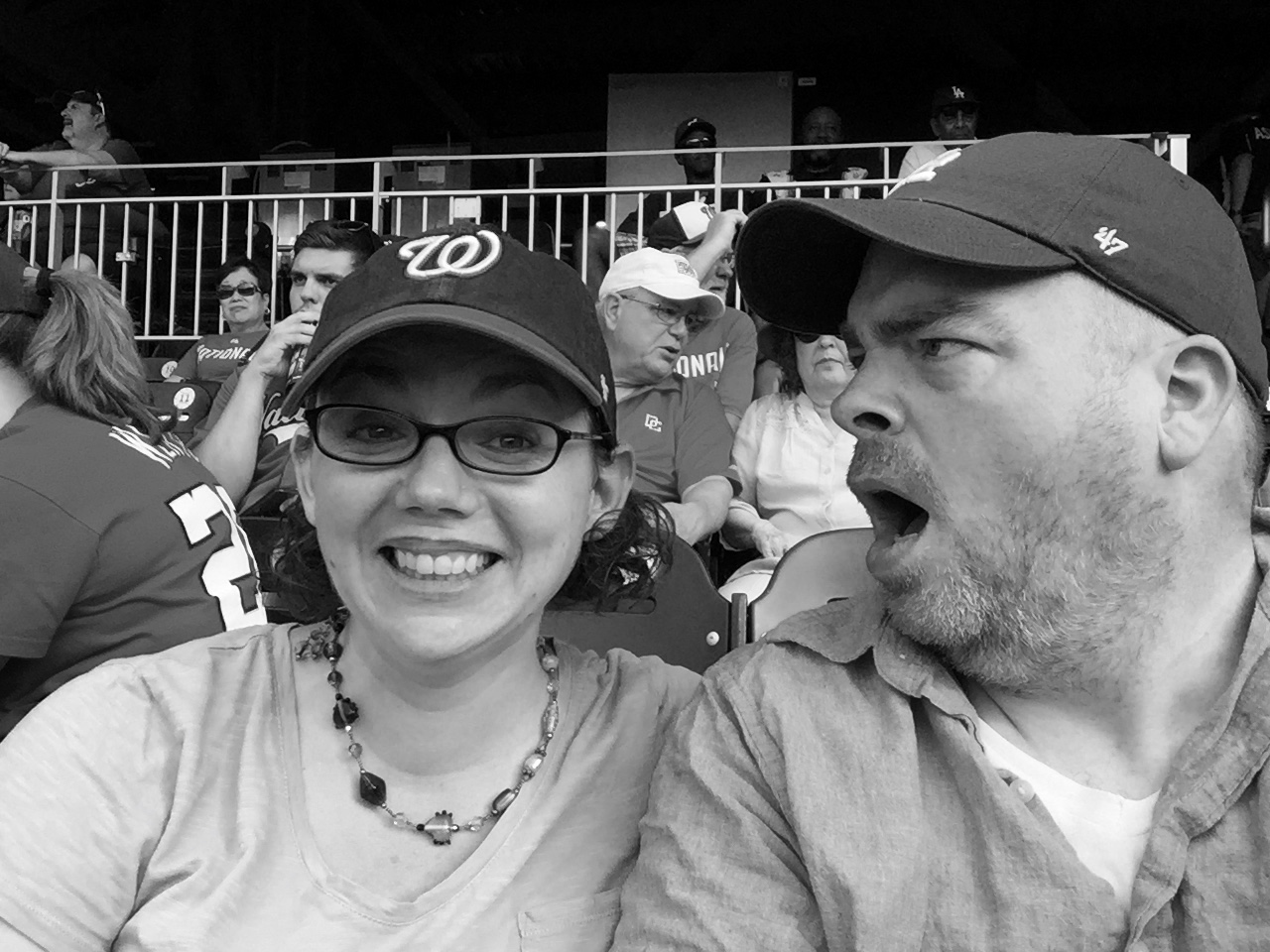 Jeanne and Tom at a Nats-Dodgers game.